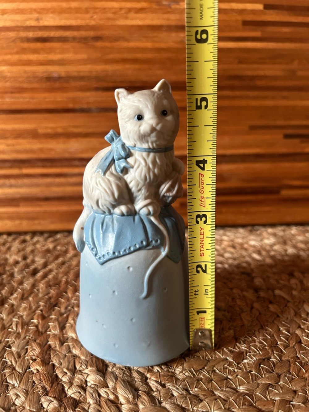 Vintage 1989 Trippie’s Inc. Ceramic Cat Bell Figurine — Blue & White - Picture 5 of 5